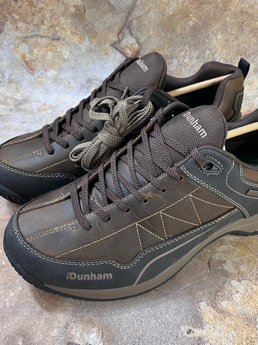 NWB DUNHAM CLOUD PLUS LACE UP SHOES (MEN'S) - BROWN LEATHER/BLACK US 10.5 4E